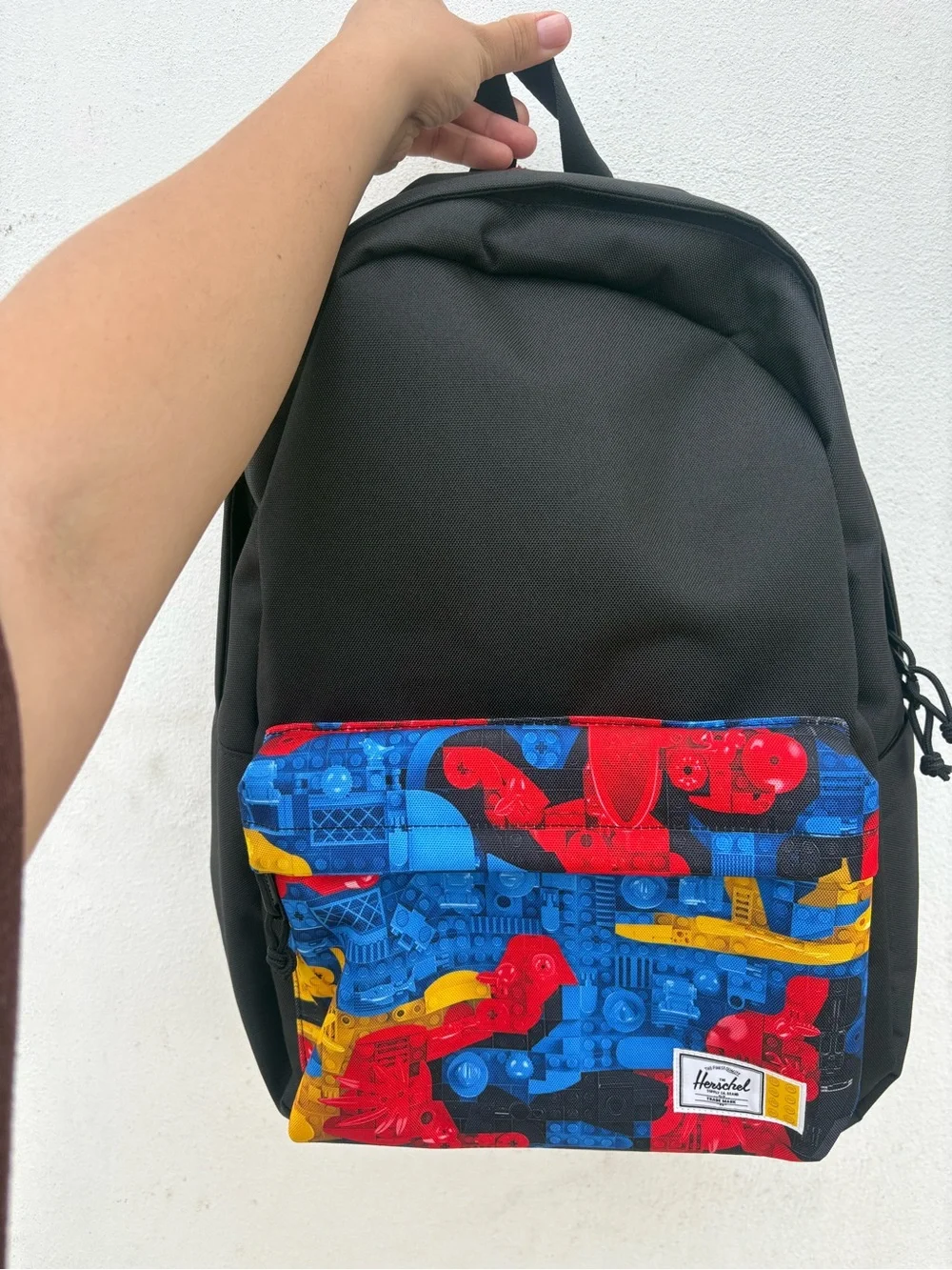 Herschel X LEGO Black Backpack with Multicolor Front Pocket